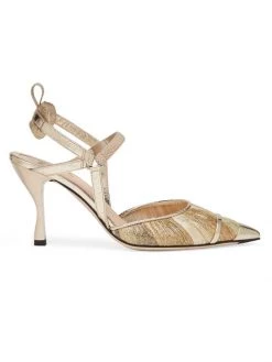 Fendi Metallic Lamé Pointed-Toe Sandals