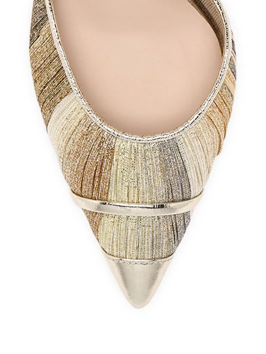 Fendi Metallic Lamé Pointed-Toe Sandals - Image 4