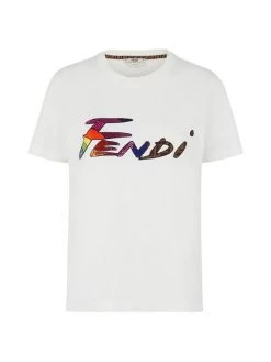 Fendi Brush Logo Cotton T-Shirt