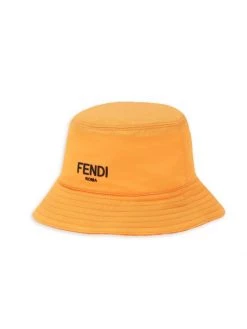Fendi Embroidered Logo Canvas Bucket Hat For Kids