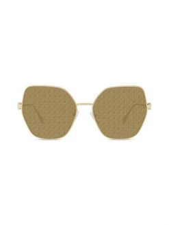 Fendi Baguette 59MM Cat-Eye Sunglasses Shiny Gold Bordeaux
