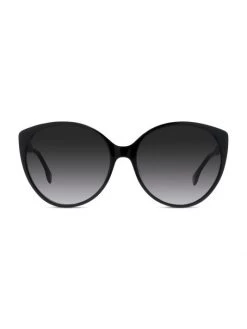 Fendi Fine 59MM Round Sunglasses Shiny Black