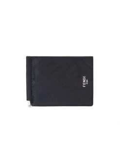 Fendi Logo Leather Money Clip Wallet For Men