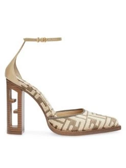 Fendi Jacquard FF Ankle-Strap Pumps