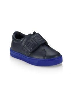 Fendi Baby's Leather Grip-Tape 3D Logo Sneakers For Kids Blue