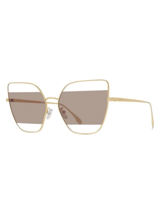 Fendi 61MM Cat Eye Metal Sunglasses Shiny Brown - Image 2