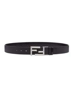 Fendi Brushed FF Logo Leather Belt For Men Ghianda
