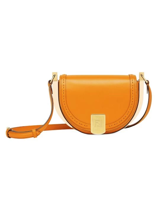 Fendi Moonlight Leather Saddle Bag Clementine