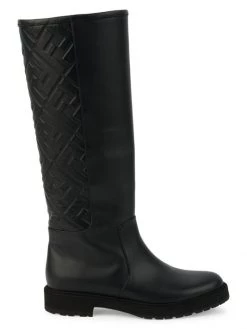 Fendi FF Tall Leather Boots