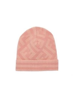 Fendi Little Girl's FF Logo Beanie For Kids Pink