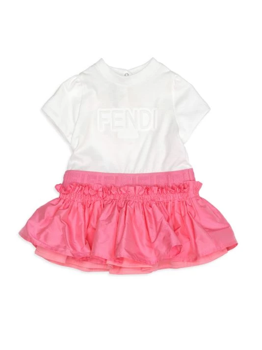 Fendi Baby Girl's Logo Ruffled Dropwaist Dress For Kids
