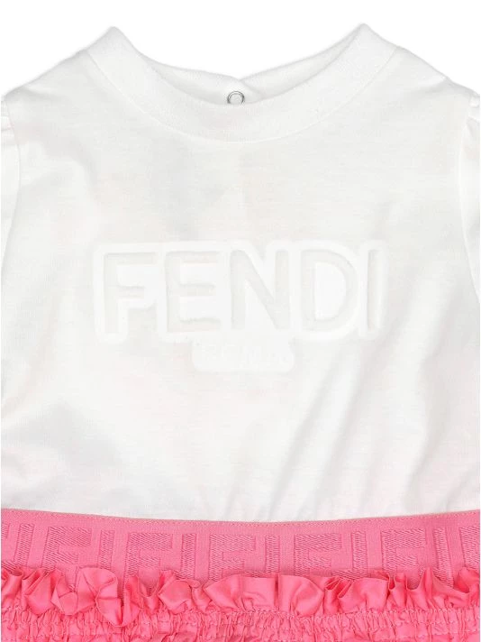 Fendi Baby Girl's Logo Ruffled Dropwaist Dress For Kids - Image 3