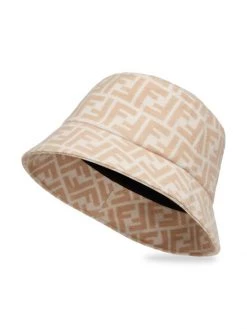 Fendi Logo-Print Stretch Wool Bucket Hat Grey