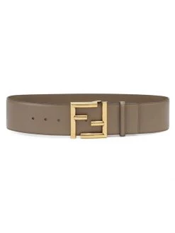 Fendi Wide Logo-Buckle Leather Belt