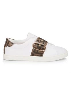 Fendi Logo Strap Leather Sneakers