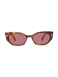 Fendi 54MM Rectangular Sunglasses Pink Havana