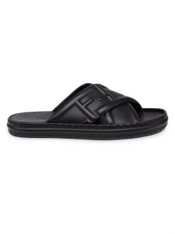 Fendi Logo-Embossed Leather Slides For Men
