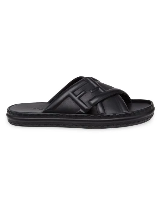 Fendi Logo-Embossed Leather Slides For Men