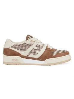 Fendi Match Houndstooth & Suede Low-Top Sneakers