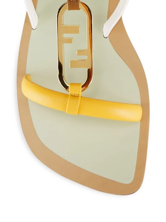 Fendi O'Lock Colorblock Leather Flat Ankle-Strap Sandals - Image 4