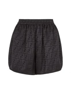 Fendi Embossed Logo Silk Shorts