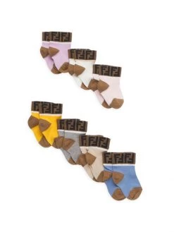 Fendi Baby Girl's Logo Print Socks, Pack Of 7 For Kids