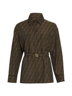 Fendi Belted Monogrammed Canvas Jacket