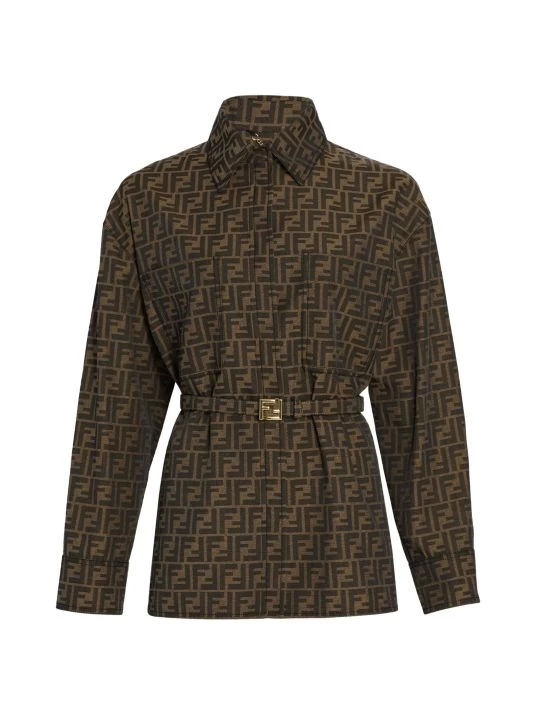 Fendi Belted Monogrammed Canvas Jacket