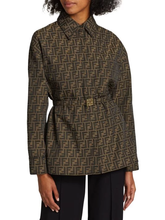 Fendi Belted Monogrammed Canvas Jacket - Image 2