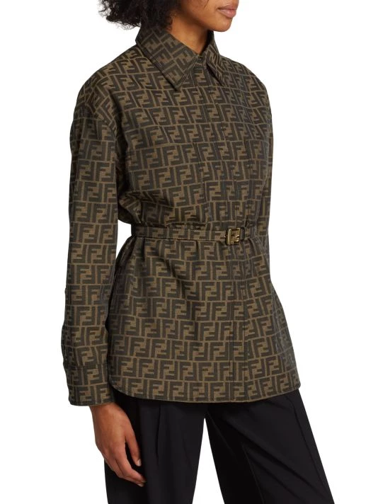 Fendi Belted Monogrammed Canvas Jacket - Image 3