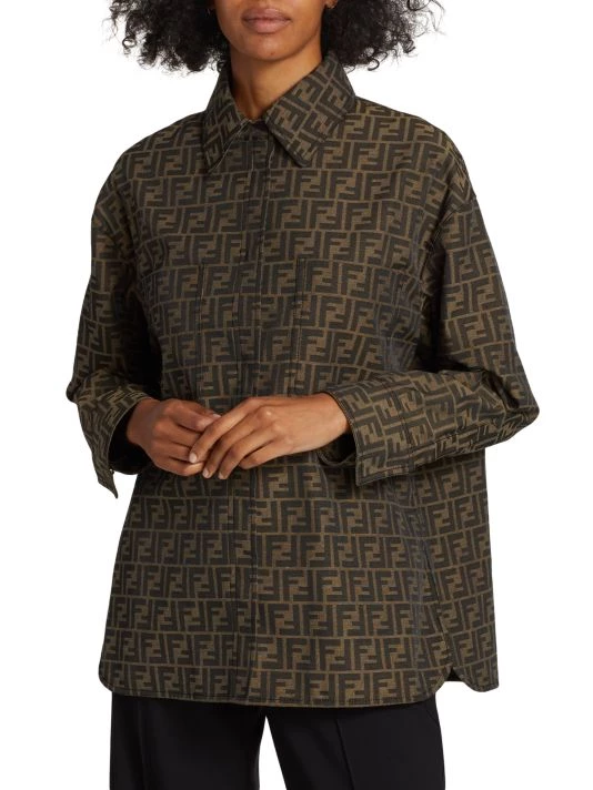 Fendi Belted Monogrammed Canvas Jacket - Image 5