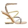 Fendi Mix Leather Ankle-Strap Sandals
