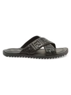 Fendi FF Nappa Leather Slides For Men