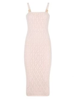 Fendi Monogram Mesh Pencil Midi Dress
