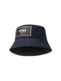 Fendi Canvas Logo Bucket Hat For Men Blue