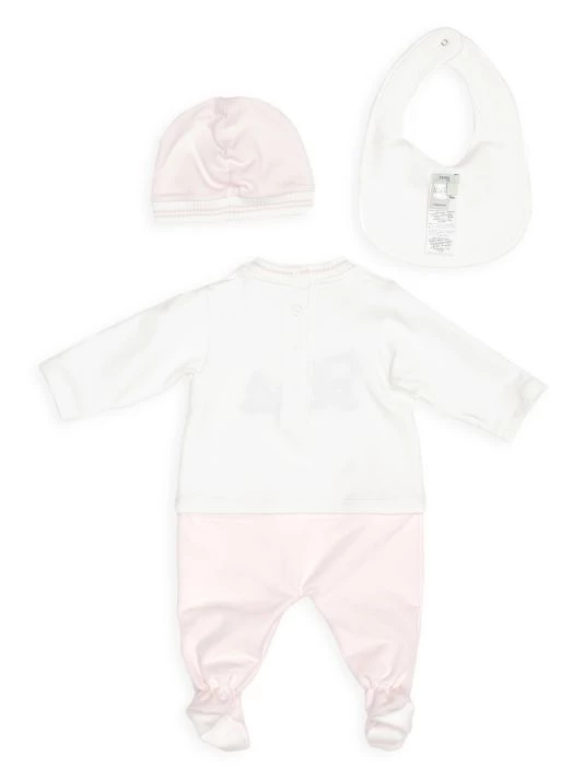 Fendi Baby Girl's 4-Piece Logo Top, Footie, Beanie & Bib Gift Set For Kids - Image 2