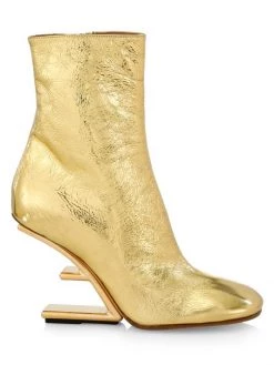 Fendi First Metallic Leather Wedge Boots