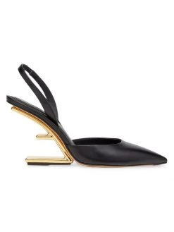 Fendi First Leather Slingback Pumps Caramello