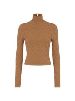 Fendi Diagonal Logo Turtleneck Top