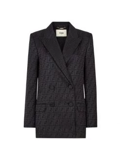 Fendi Embossed Logo Silk Blazer