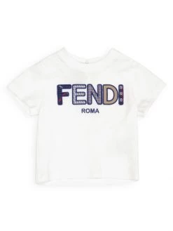 Fendi Baby Girl's Multi-Pattern Embroidered Logo T-Shirt For Kids