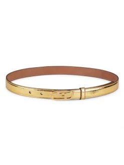 Fendi FF Oval Buckle Leather Belt Oro