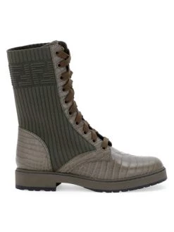 Fendi Rockoko Croco-Embossed Leather Logo Biker Boots