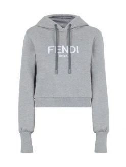 Fendi Jersey Logo Pullover Hoodie