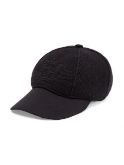 Fendi FF Logo Knit Baseball Cap For Men Nero