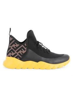Fendi FF Sock Sneakers For Men Black Brown