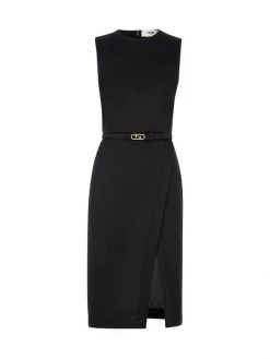 Fendi Piquet Jersey Belted Sheath Dress