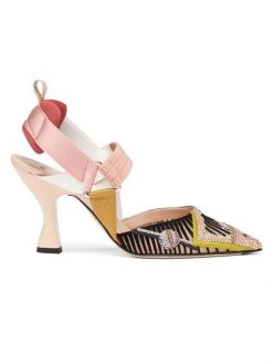 Fendi Colibri Crystal-Embellished Slingback Pumps