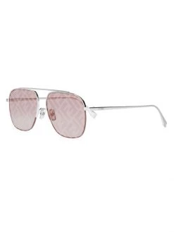 Fendi Mirrored Logo Print 57MM Geometric Sunglasses For Men