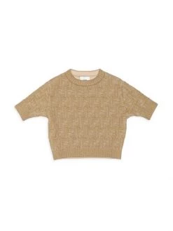 Fendi Girl's Glitter Embossed FF Crop Top For Kids